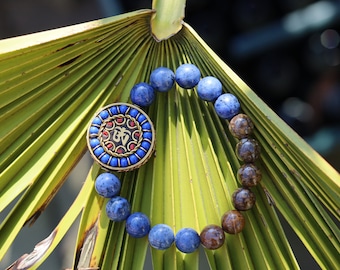 Viśēśa Jewel Collection - Special Om Symbol, bracelet with Dumortierite and brown Opal. Past, the present and the future in completeness.