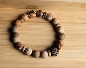 Coral Flower Matte Fossil Chrysanthemum Jasper Healing Stone Gemstone Beads bracelet. bring joy of achievement.