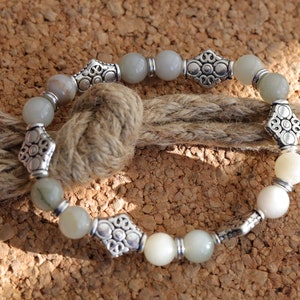 Myanmar Jade/Burmese Jade bracelet with  Spacer Cube Square Diamond Patterned Square Pearls. Artisan inspired, hand crafted and authentic.