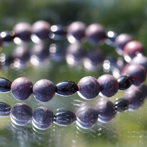 Safflower Jasper bracelet with Natural Black Agate Barrel Beads 6mm x 9mm. The art of expressing your taste and style. handmade gifts
