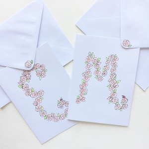 Custom Birthday Card Personalised for Women | Custom Thank You Notes| Monogrammed Stationery | Floral Initial