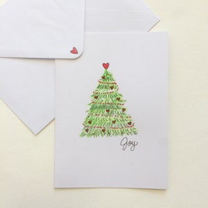 Original Hand Painted Christmas Card/Handmade Christmas Card/Christmas Gift Card/Joy Christmas Card/Watercolour Christmas tree/Greeting card