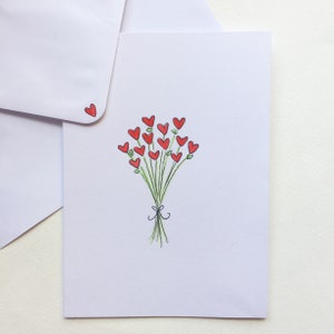 Anniversary Card with Love Heart Bouquet- Blank/First Anniversary Card/Personalised/Blank