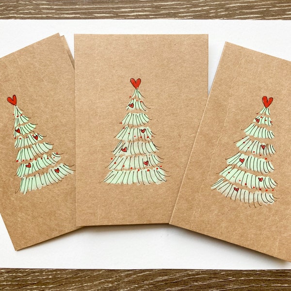 Original Hand Painted Mini Christmas Cards/Gift Tags- pack of 6/handmade gift tags/Gift wrap/Stationery/Gift for her/Christmas stationery/