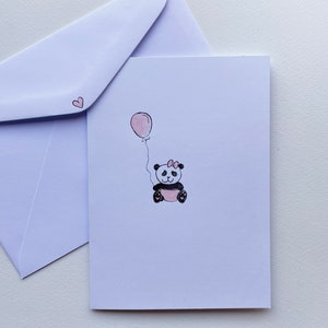 Panda Baby Shower Card|Original Hand Painted First Birthday Card|Panda Baby Shower Gift|Watercolour|New Baby Card|Blank|For girl or boy