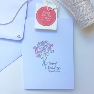 Personalised Birthday Card, Original Hand Painted Birthday Card-Cupcakes, Birthday Card for Her