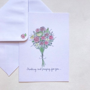 Get Well card- Bouquet/Christian Sympathy Card/hand painted watercolour/Praying for you Card/Encouragement Card