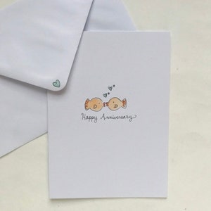 Original Hand Painted Anniversary Card- Blank/watercolour/handmade/fish card/sea life card/simple/personalised