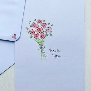 Floral Thank You Card, Hand Painted Watercolour, Thank You Gift, Encouragement Card, Blank