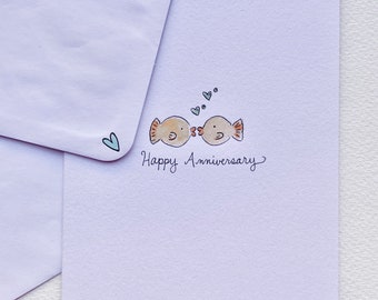 Personalised Wedding Anniversary Card for Wife or Husband|First Anniversary|Original Hand Painted Watercolour Illustration|Paper Anniversary