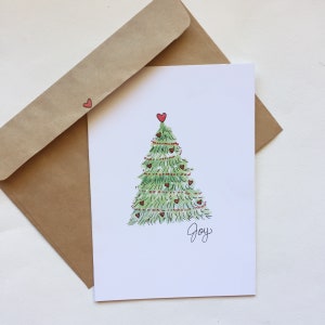 Set of Printed Christmas Cards/Hand Painted Christmas Tree Card Set/Simple Design/Watercolour Christmas Card/Christmas Card Pack