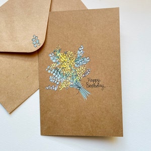 Happy Birthday Card, Australian Native Flowers, Original Hand Painted Blank Card & Envelope, Birthday for mum,  Aussie Gift, Encouragement
