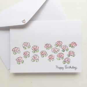 Original Hand Painted Birthday Card-Flowers/Personalised Birthday Card/birthday/bouquet/watercolour/pink/white/birthday gift