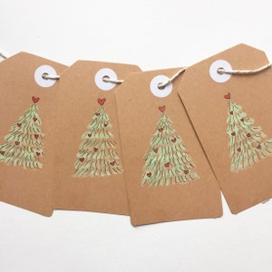 Original Hand Painted Christmas Gift Tags- pack of 10/Christmas Stationery/Christmas Tags Handmade/Christmas Cards/Brown Kraft Paper/Tree