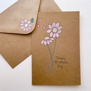 Daisy Mother’s Day Card/Personalised Daisy Card/watercolour/handmade/custom card/flowers/brown kraft paper/
