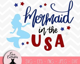 Download Mermaid In Usa Svg Etsy