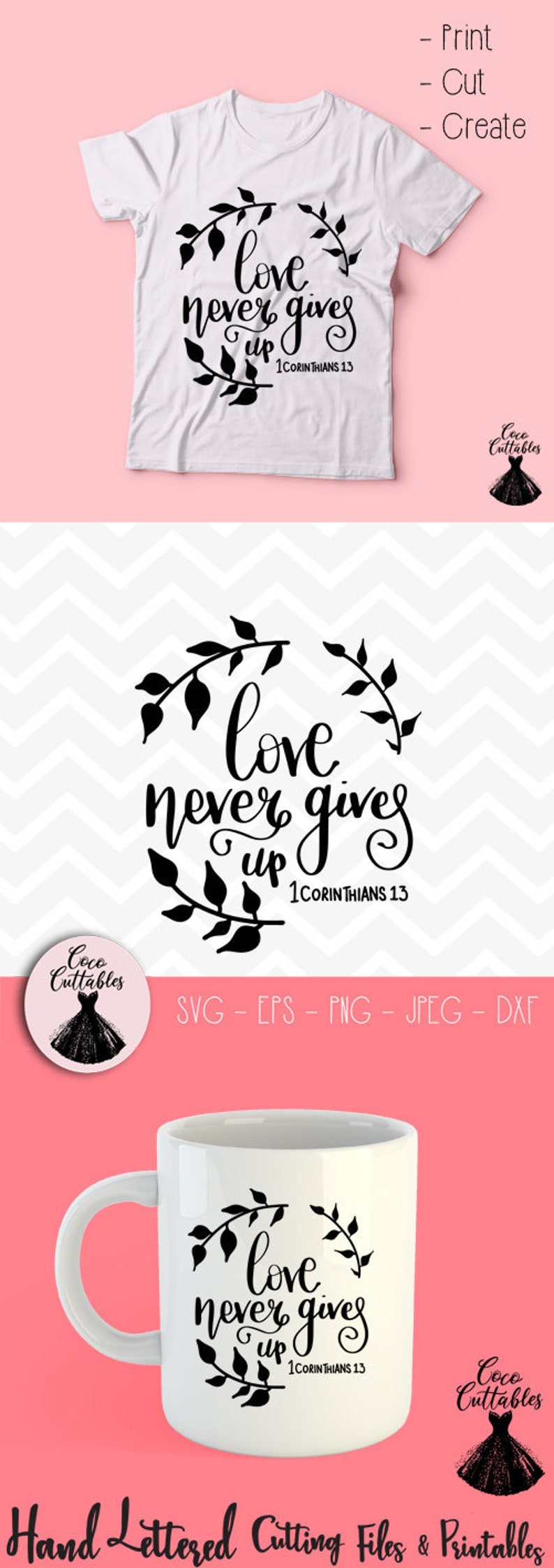 Download Love never gives up SVG Bible Verse Corinthians 13:7 | Etsy