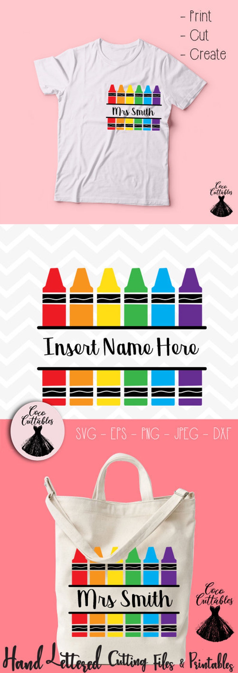 Download Teacher Monogram SVG Name Decal Svg Crayons Svg Crayons | Etsy