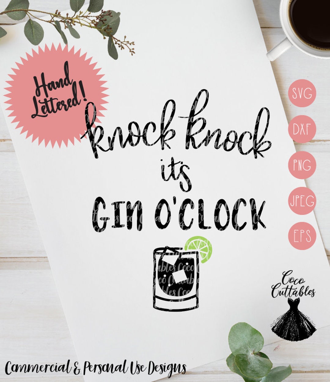 Knock Knock Its Gin O'clock SVG Gin Svg Funny Saying Etsy
