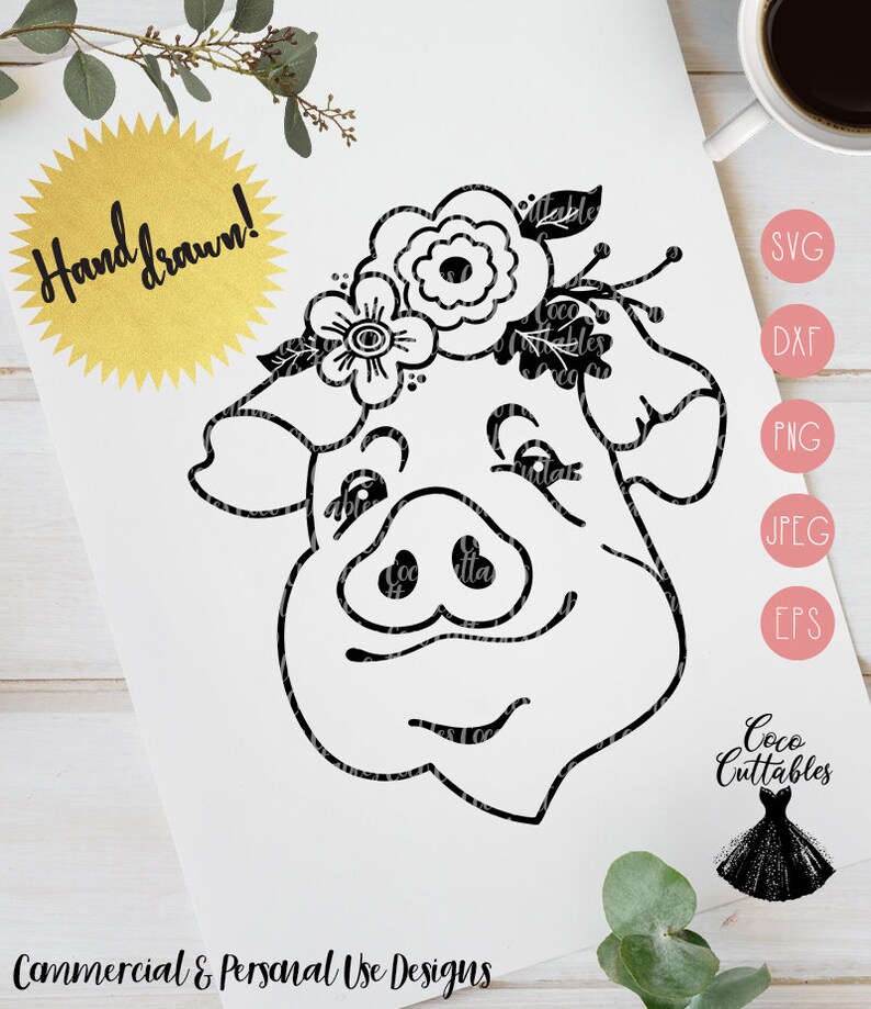 Download Floral Pig Svg Pig Svg Pig With Flowers Svg Floral Animal ...