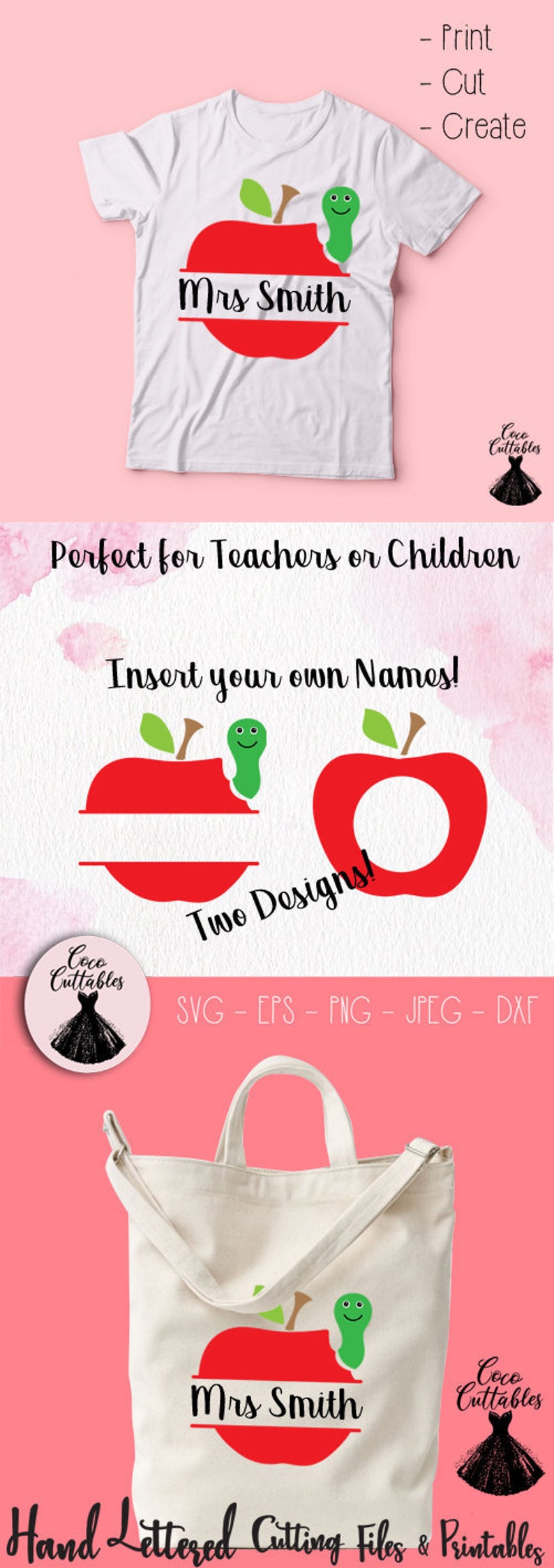 Download Teacher Name SVG Teacher Monogram Svg Apple Teacher Svg | Etsy