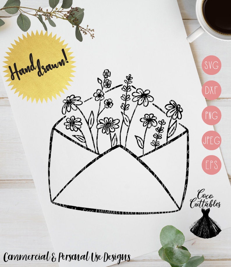 Download Hand Drawn Floral Svg Flowers in Envelope Svg Wildflower ...