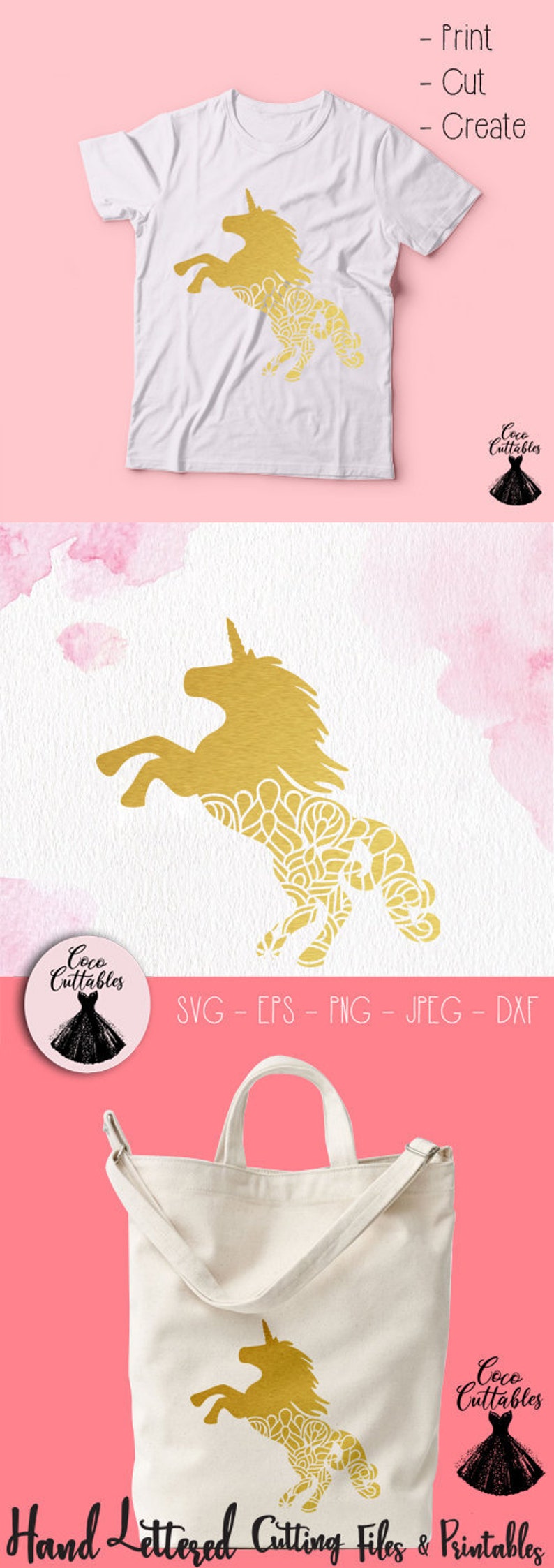 Download Unicorn Mandala SVG Unicorn Svg Bohemian Svg Zentangle | Etsy