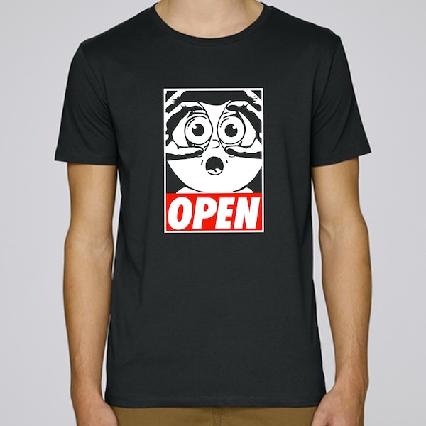 T-shirt Unisexe "open" en Coton BIO. Référence au visuel "Obey" de Shepard Fairey