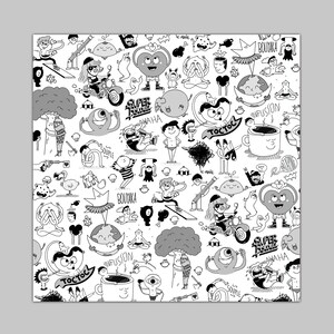 Fine art print / "All" / 30X30cm / Digital printing / Black and white drawing / Line illustration / Drawing in black ink