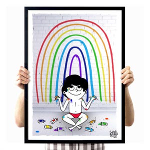 Tirage d'art 50X70cm (sans cadre)  "Bobby & the Rainbow"