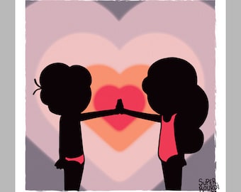 Art print 30X30cm, &quot;Bobby & Angie&quot;