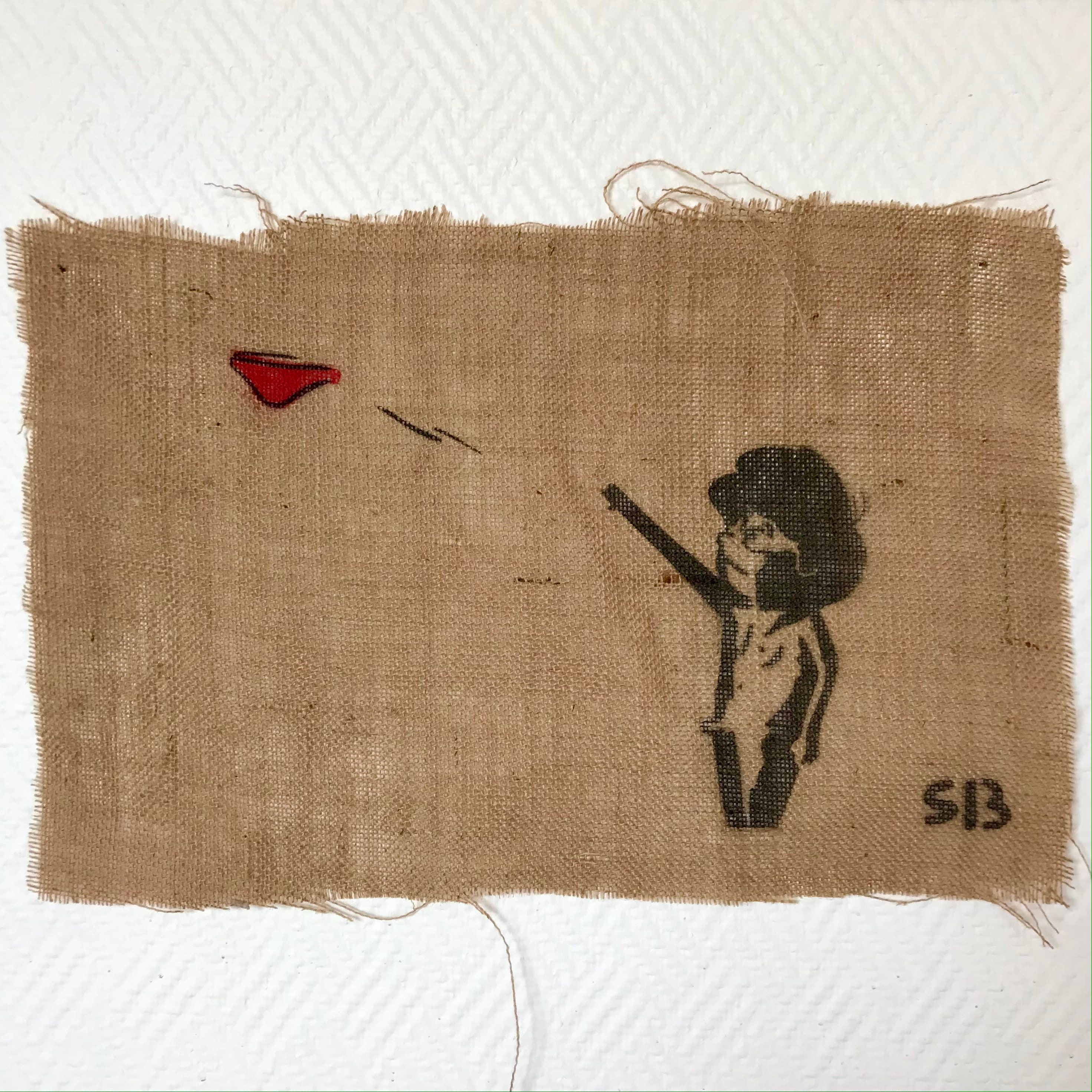 Pièce Originale 46x30cm Hope For A New Slip Aérosol sur Toile de Jute