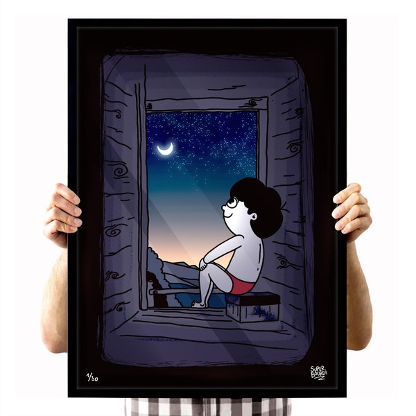 Tirage d'art 50X70cm "La tête dans la lune"