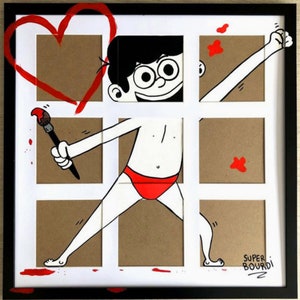 Pièce originale "Bobby <3"  50X50cm (jeudecadre)