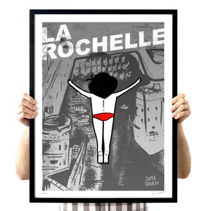Tirage d'art 50X70cm (sans cadre)  "Bobby plonge dans La Rochelle" Référence au Red Bull Cliff Diving
