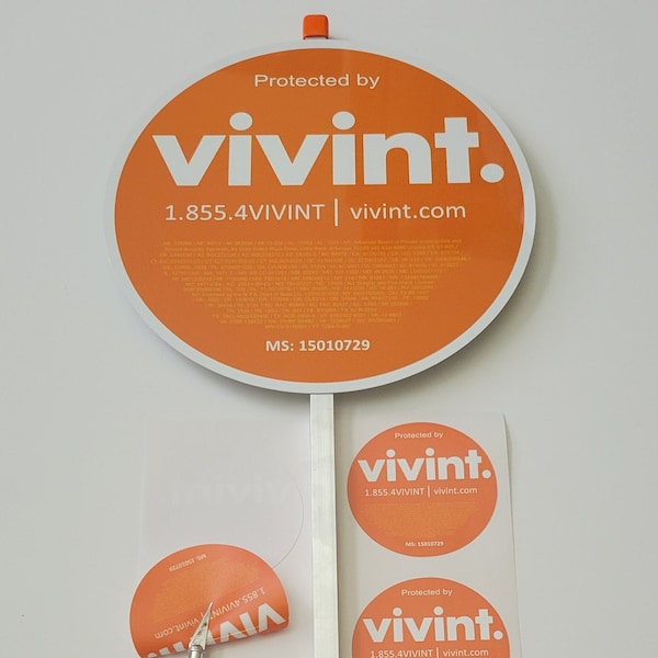 VIVINT Security Yard Sign with 6  decals,  yard sign made of 100% aluminum, Free shipping.