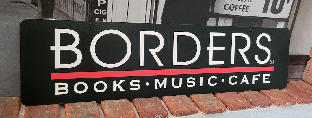 Pub Sign Border R BORDERS Books Music Cafe Display Aluminum Sign 6