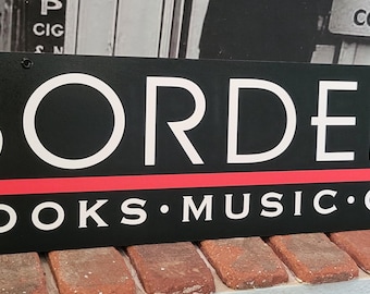 BORDERS Books Music Cafe Display Aluminum Sign  6" x 24"