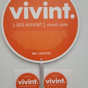 Letrero de seguridad para patio de aluminio VIVINT con 6 calcomanías. Envío gratis.