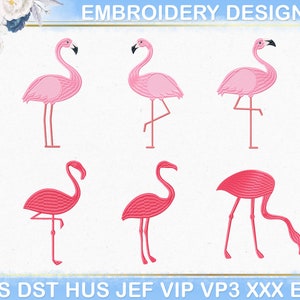 Desenho de bordado à máquina de flamingo, desenhos de bordado de flamingo, bordado de flamingo rosa
