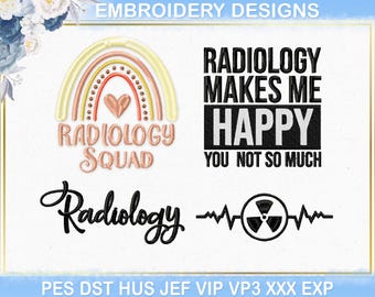 Radiologie Maschinenstickerei, lustige Radiologin Technologin sagt Love Squad Stickerei Dst Pes Datei