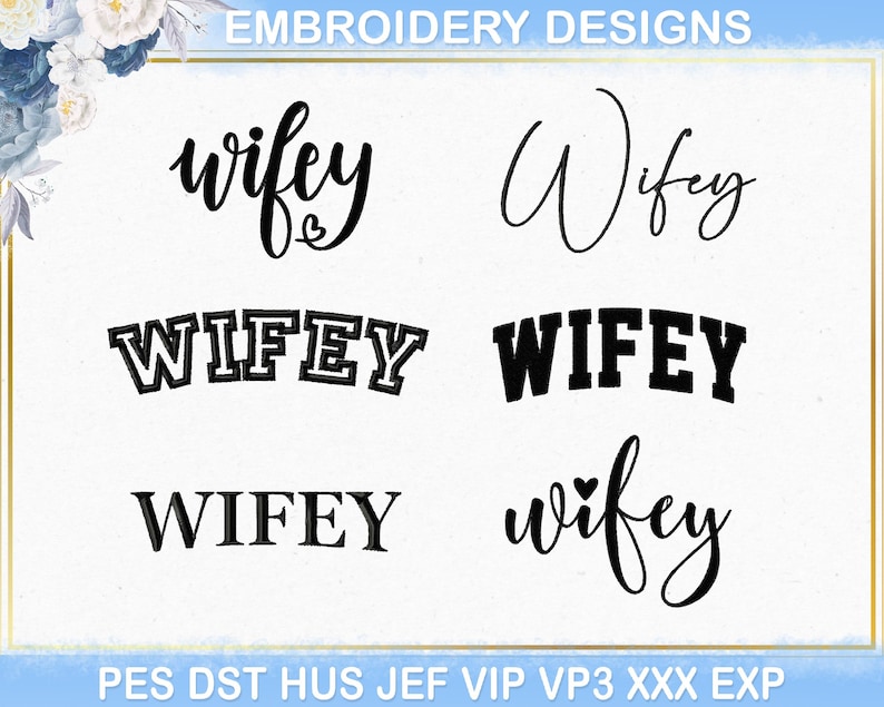 Wifey Machine Embroidery Design, Wife Embroidery Dst Pes File - Etsy