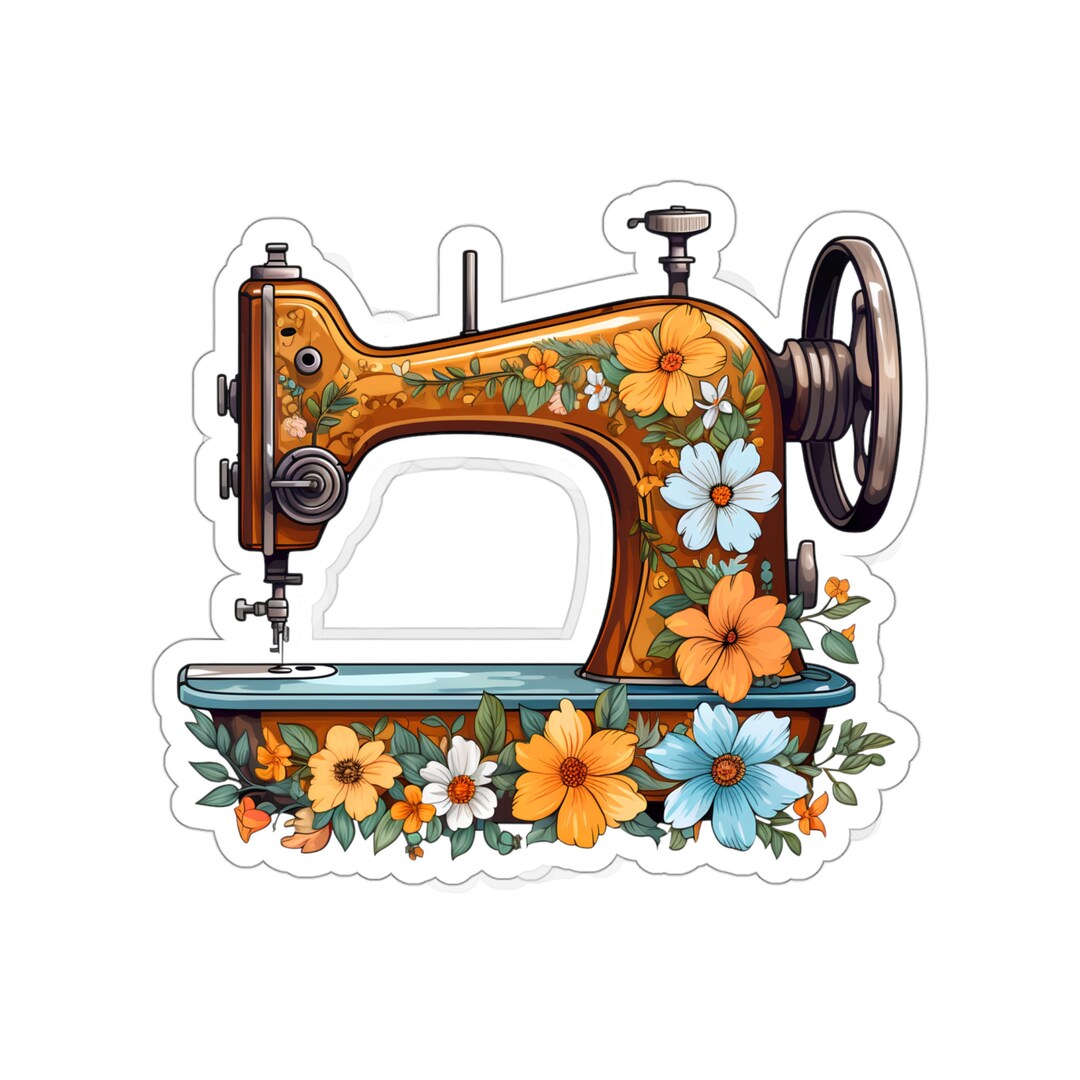 Floral Sewing Machine Vinyl Sticker Sewing Machine With Etsy