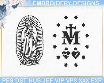 Virgen De Guadalupe Embroidery Design, Virgin Mary Embroidery File, Our Lady Of Guadalupe Embroidery Design,