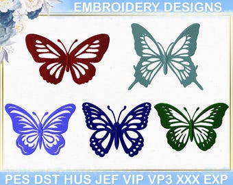 Diseño de bordado de mariposa, archivos DST y PES de bordado de mariposas e insectos