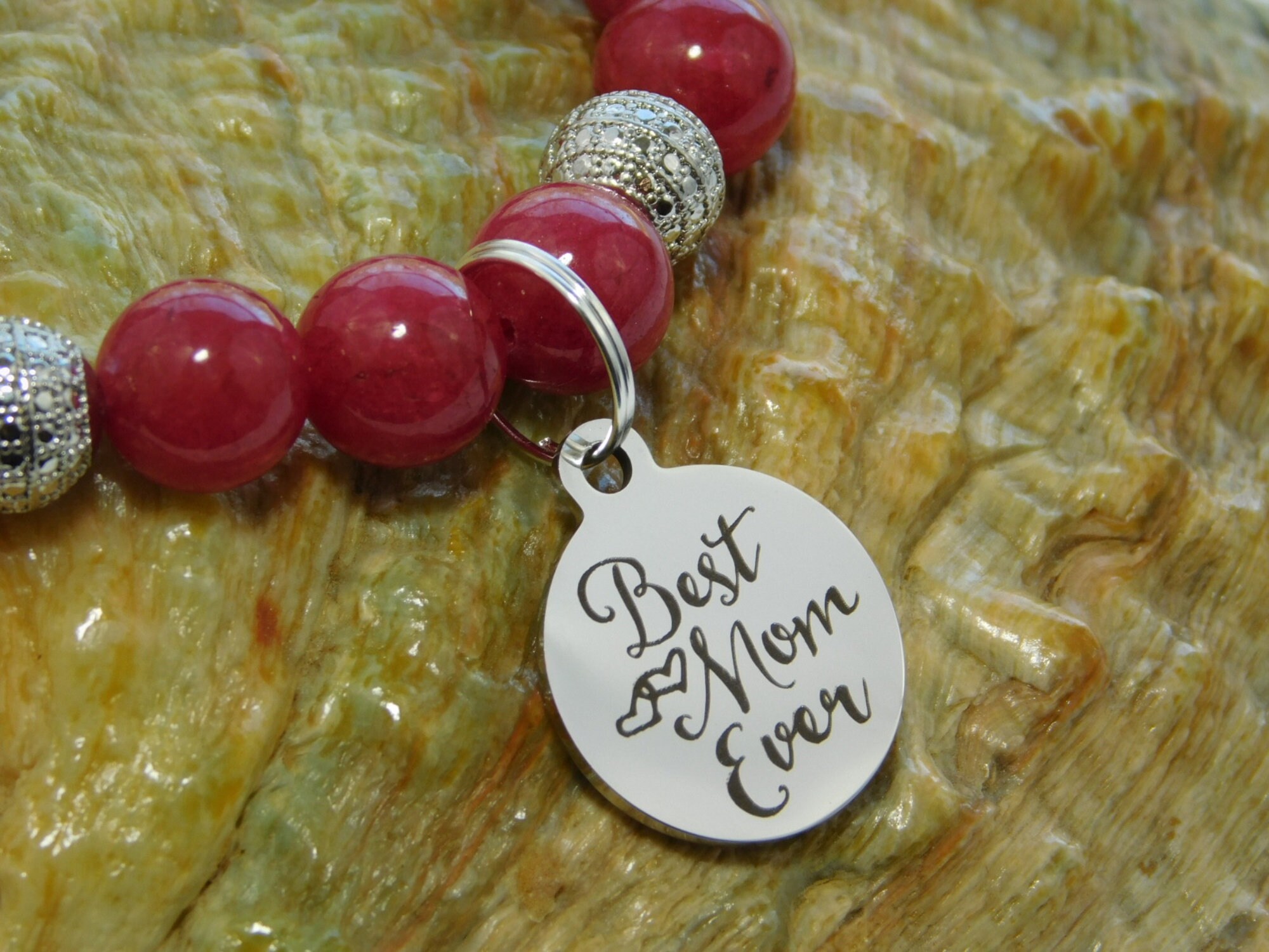 Ruby Red Jade Bracelet Best Mom Ever Bracelet Birthday Gifts Etsy