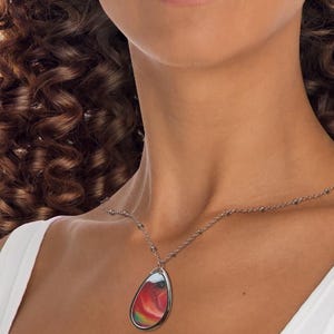 Colorful Oval Pendant Necklace, Handmade Jewelry Gift, Boho Chic Accessory, Unique Statement Piece, Everyday Wear, Birthday Gift
