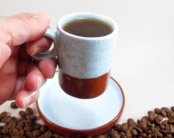 Espresso cup with saucer, Turkish coffee cup, Blue coffee cup, Ceramic cup and saucer, Coffee lovers gift, Handmade gift idea, Gift for mom