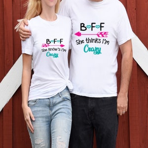 BFF weiß, dass ich verrückt bin **DIGITAL Download** Beste Freunde SVG, Crazy Friend Cut Datei, Freundschaft Png, Besties passende Hemden, lustige Freunde