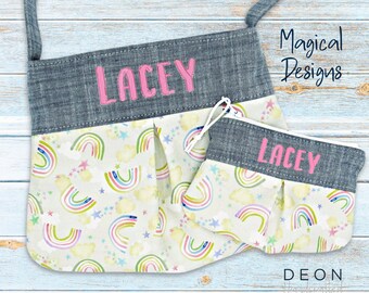 Personalized Little Girls Purse and Wallet Set, Embroidered Play Purse